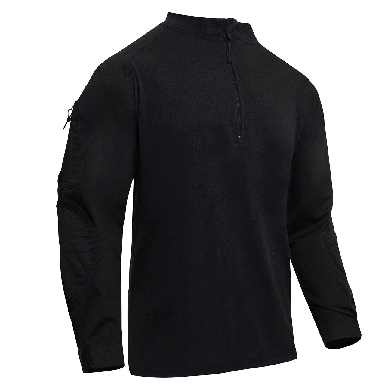 Camisa táctica Rothco Airsoft Combat negra con cremallera, manga larga y refuerzos en codos