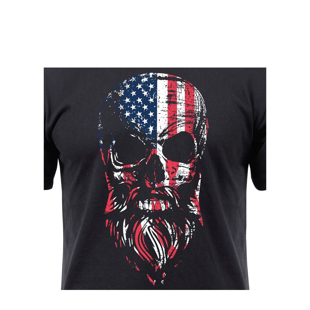 Camiseta negra con calavera barbuda estilo USA