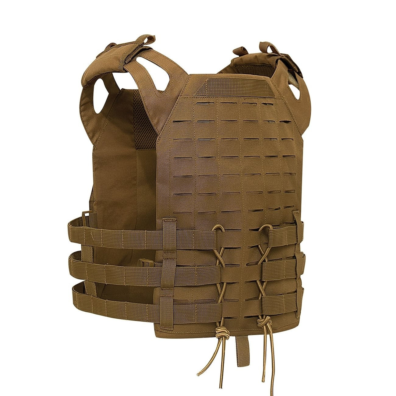 Chaleco portaplacas Laser Cut MOLLE ligero mostrando sistema MOLLE y diseño ventilado