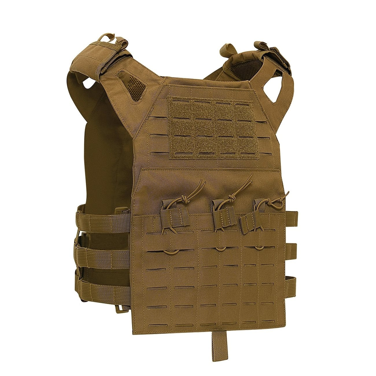 Chaleco portaplacas Laser Cut MOLLE ligero mostrando sistema MOLLE y diseño ventilado