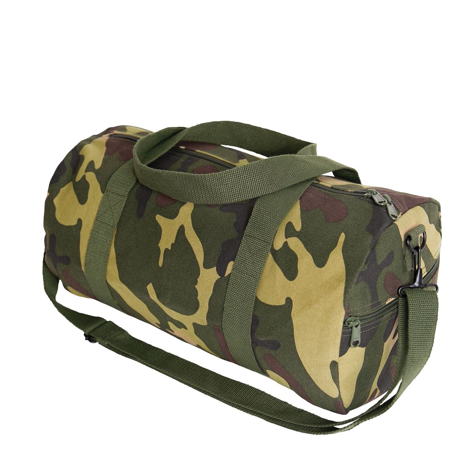 Bolso cilíndrico de algodón WOODLAND 48x23 cm con cremallera robusta y correa bandolera ajustable y desmontable
