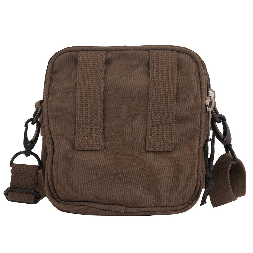 Bandolera EXCURSION negra en lona resistente estilo army con cremalleras y bolsillo exterior para movil