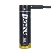 Batería recargable R34 3400 mAh tipo 18650 con puerto micro-USB y protección contra sobretensiones