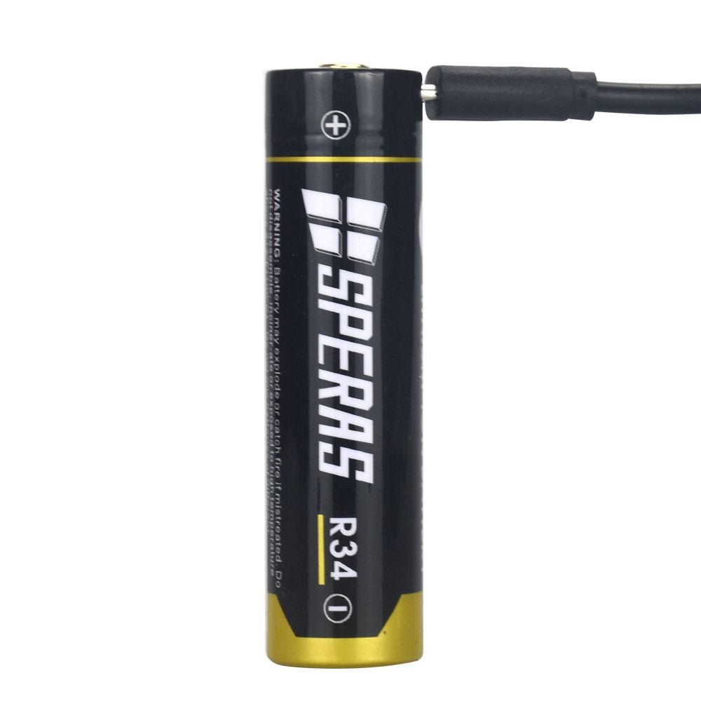 Batería recargable R34 3400 mAh tipo 18650 con puerto micro-USB y protección contra sobretensiones