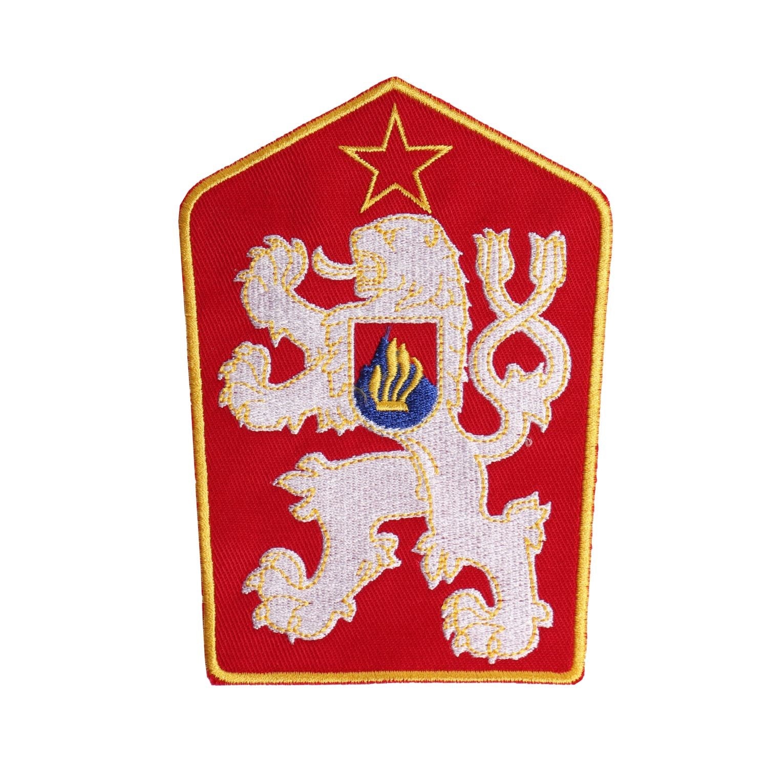 Parche grande colorido con el león ČSSR, 14 x 8 cm