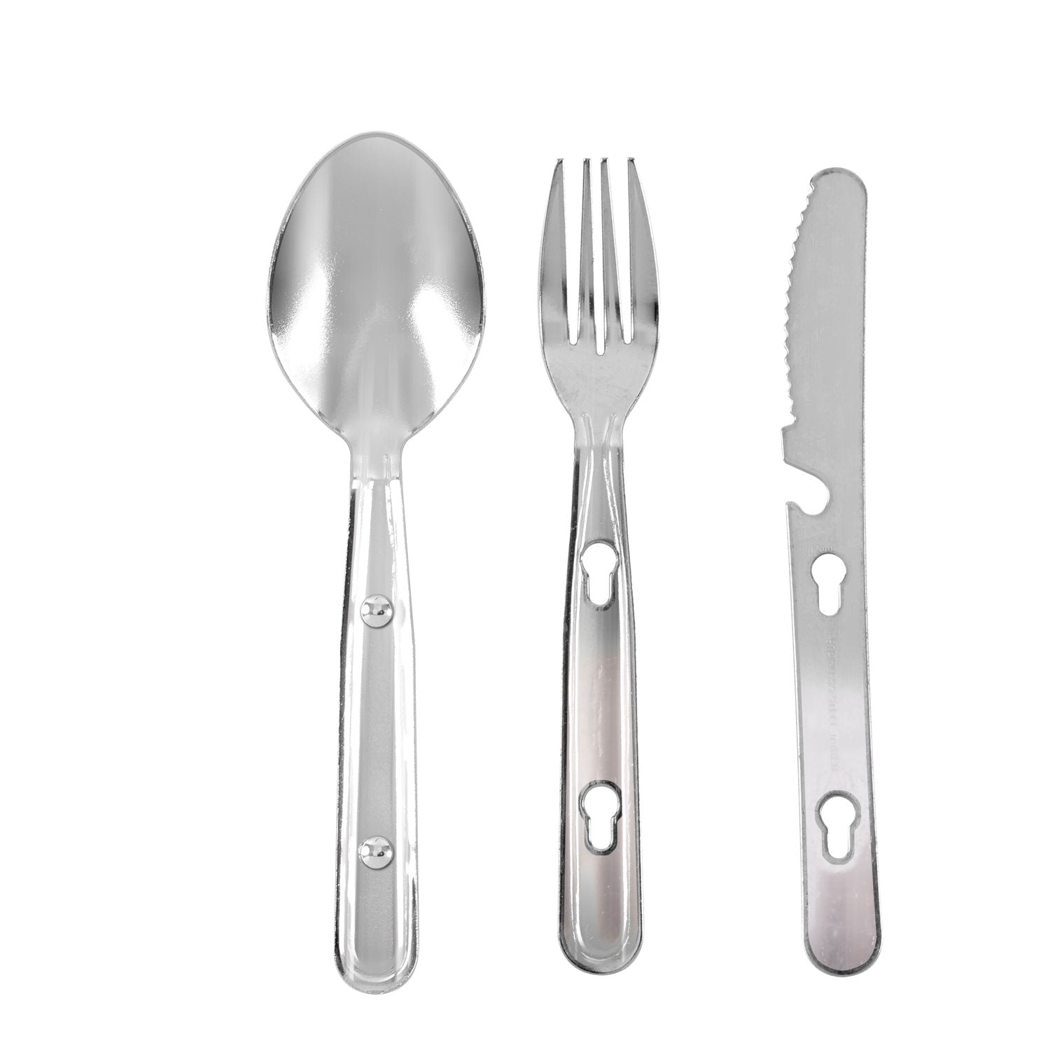 Cubiertos plegables ROTHCO de acero inoxidable con funda de vinilo