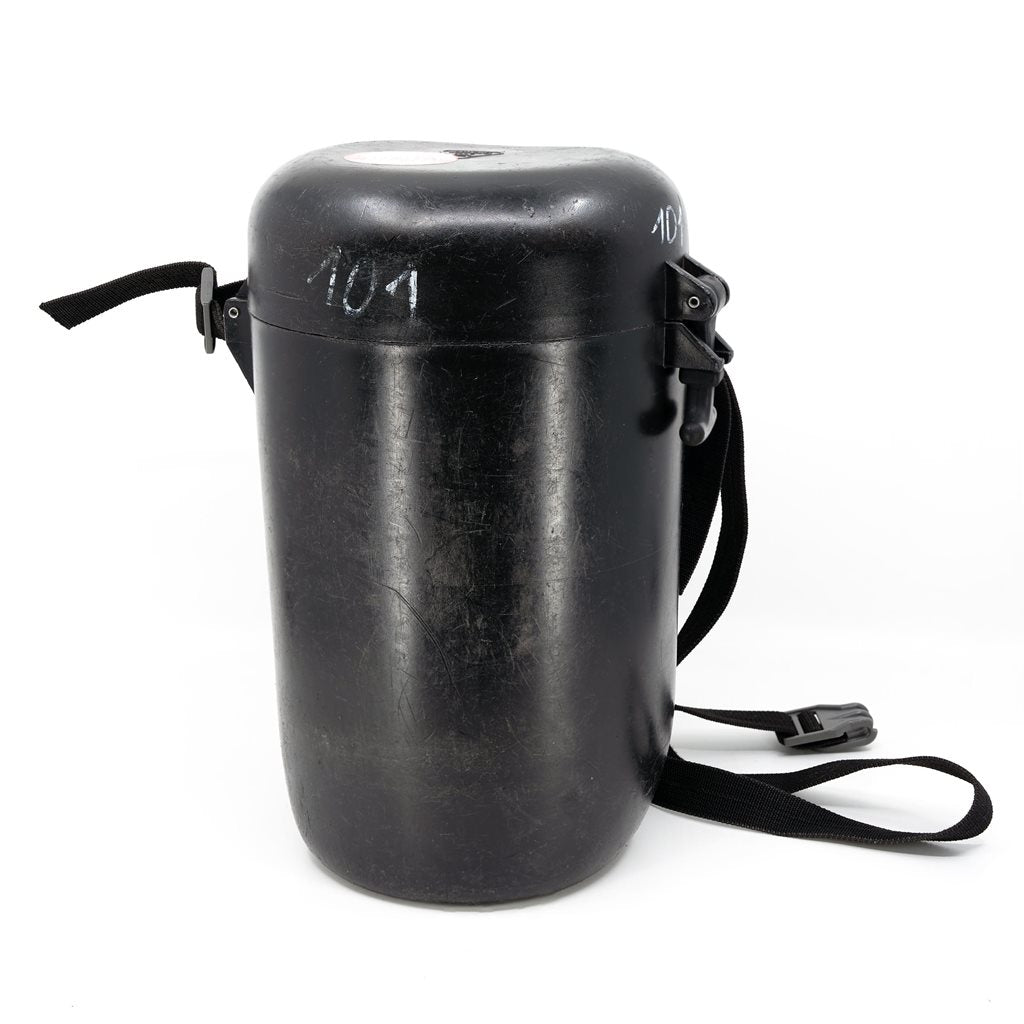 Funda de plástico para máscara Dräger usada con bandolera, caja de almacenamiento