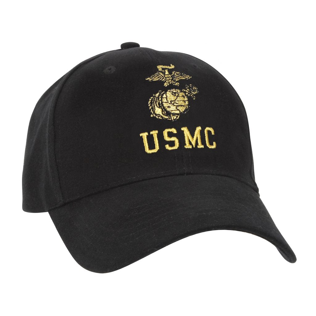 Gorra USMC negra con emblema bordado