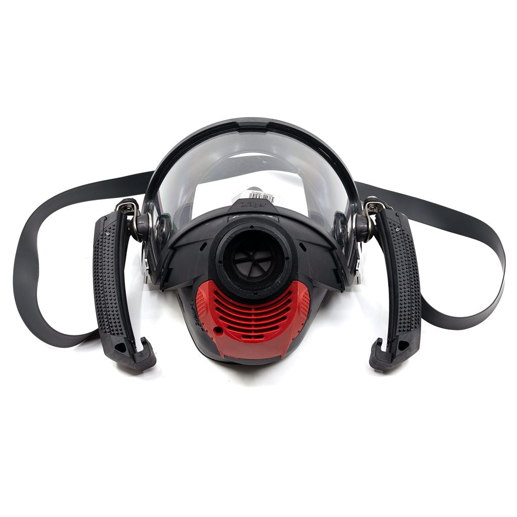 Máscara Drager FPS 7000 Kandahar S-fix en condición usada con montaje para casco
