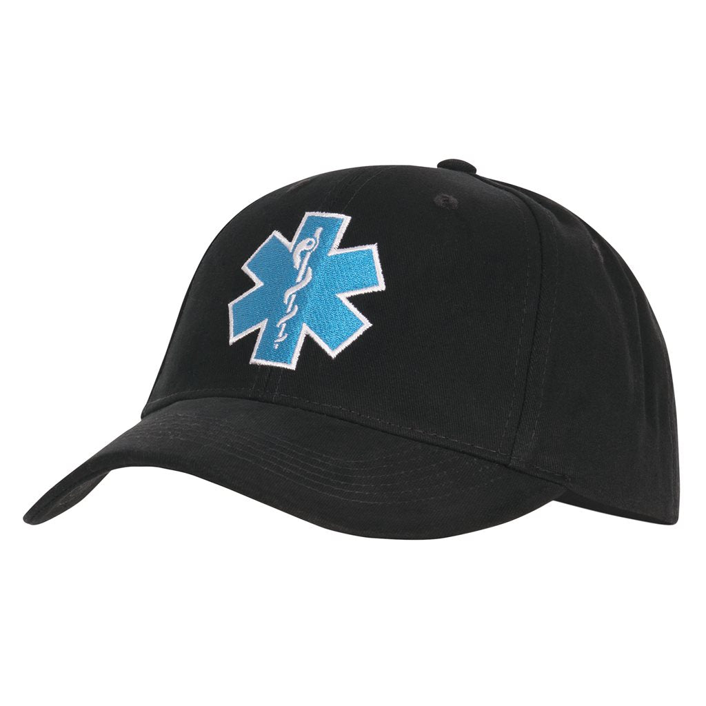 Gorra de béisbol negra E.M.S. con motivo bordado EMERGENCY