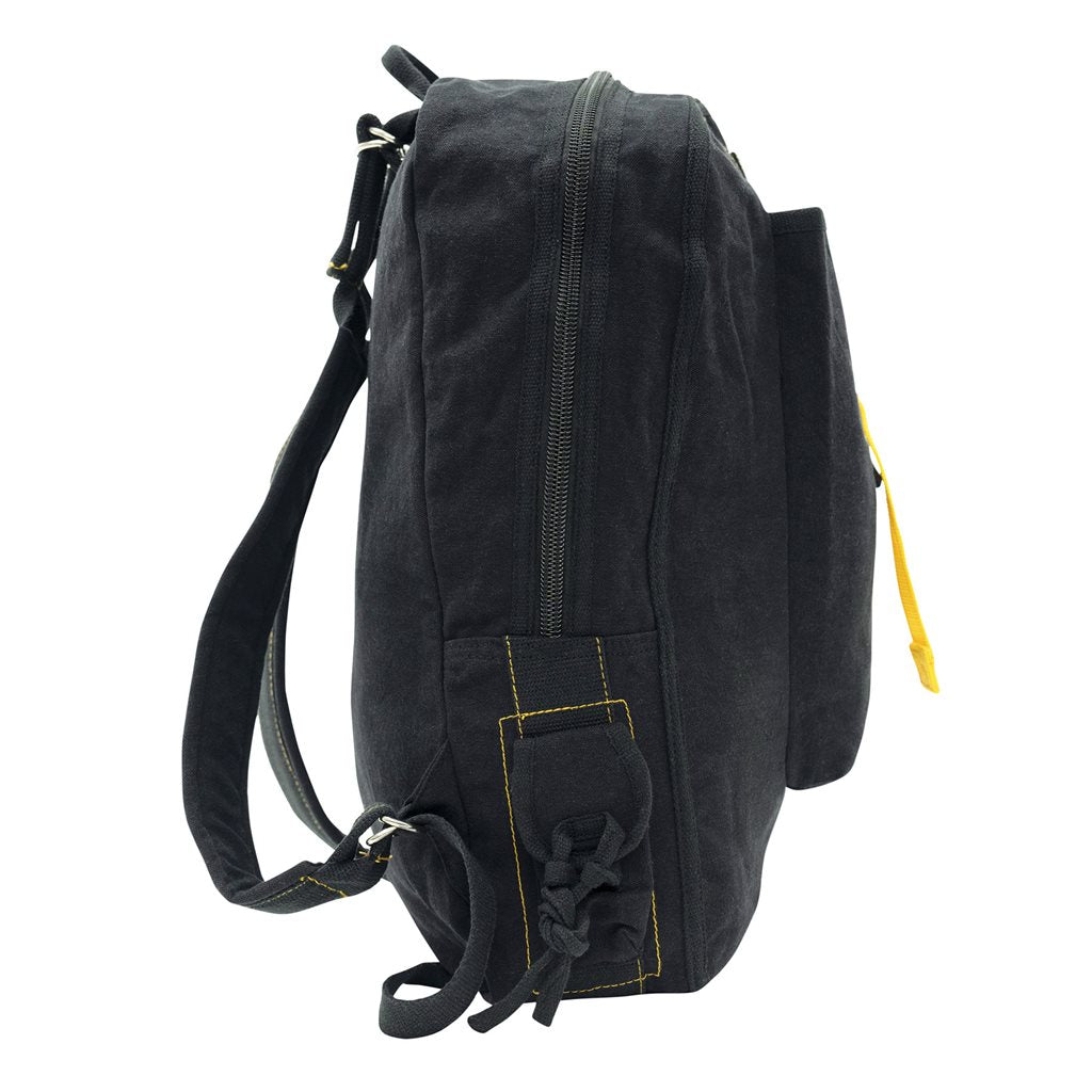 Mochila Vintage Flight marrón, 50x38x12 cm, vista frontal con bolsillo y cierre de cremallera