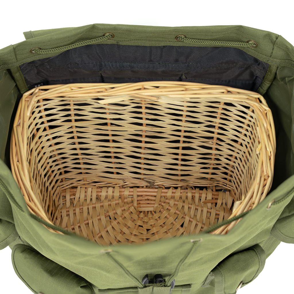 Mochila NUSE para setas verde con inserto de mimbre