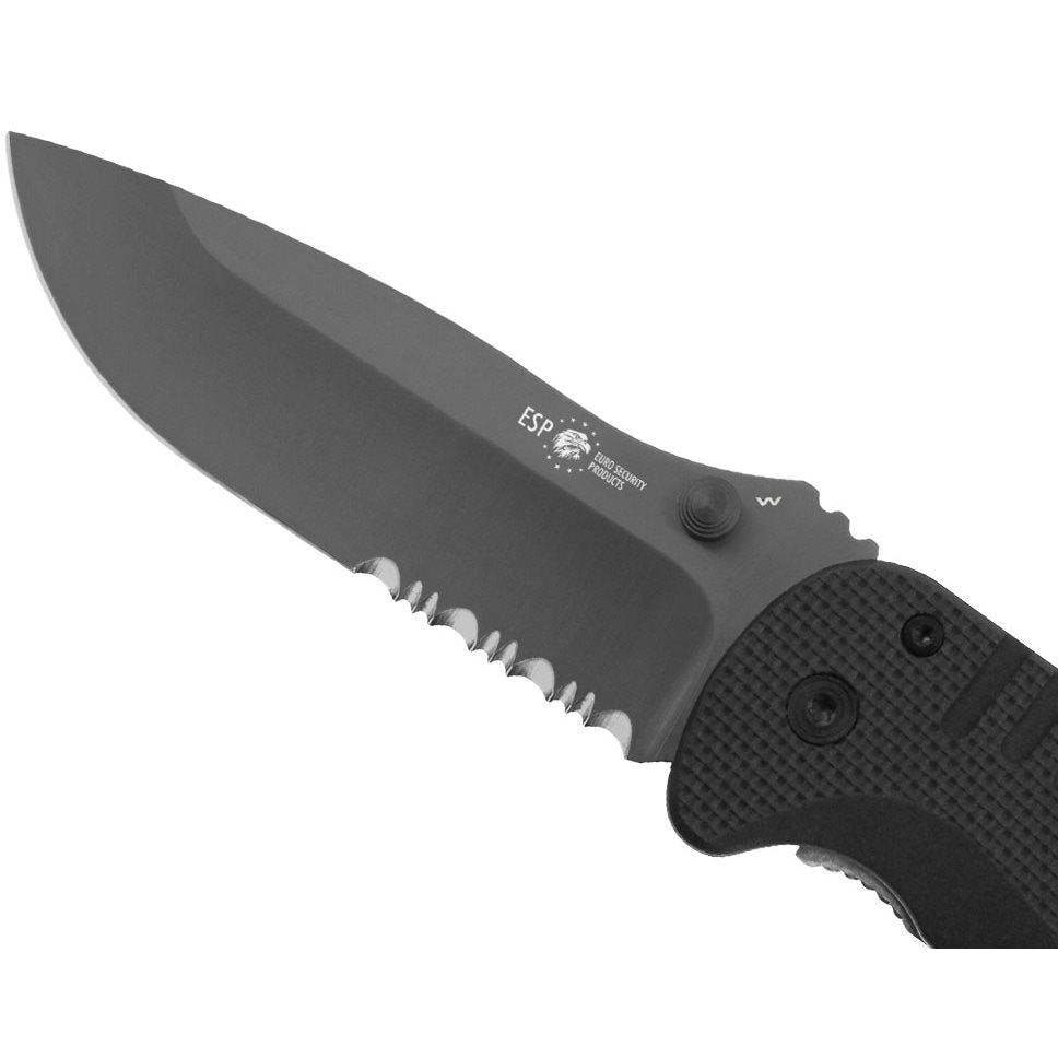 Cuchillo plegable ZÁCHRANÁŘ khaki, hoja combinada 440A con acabado PVD y bloqueo LinerLock