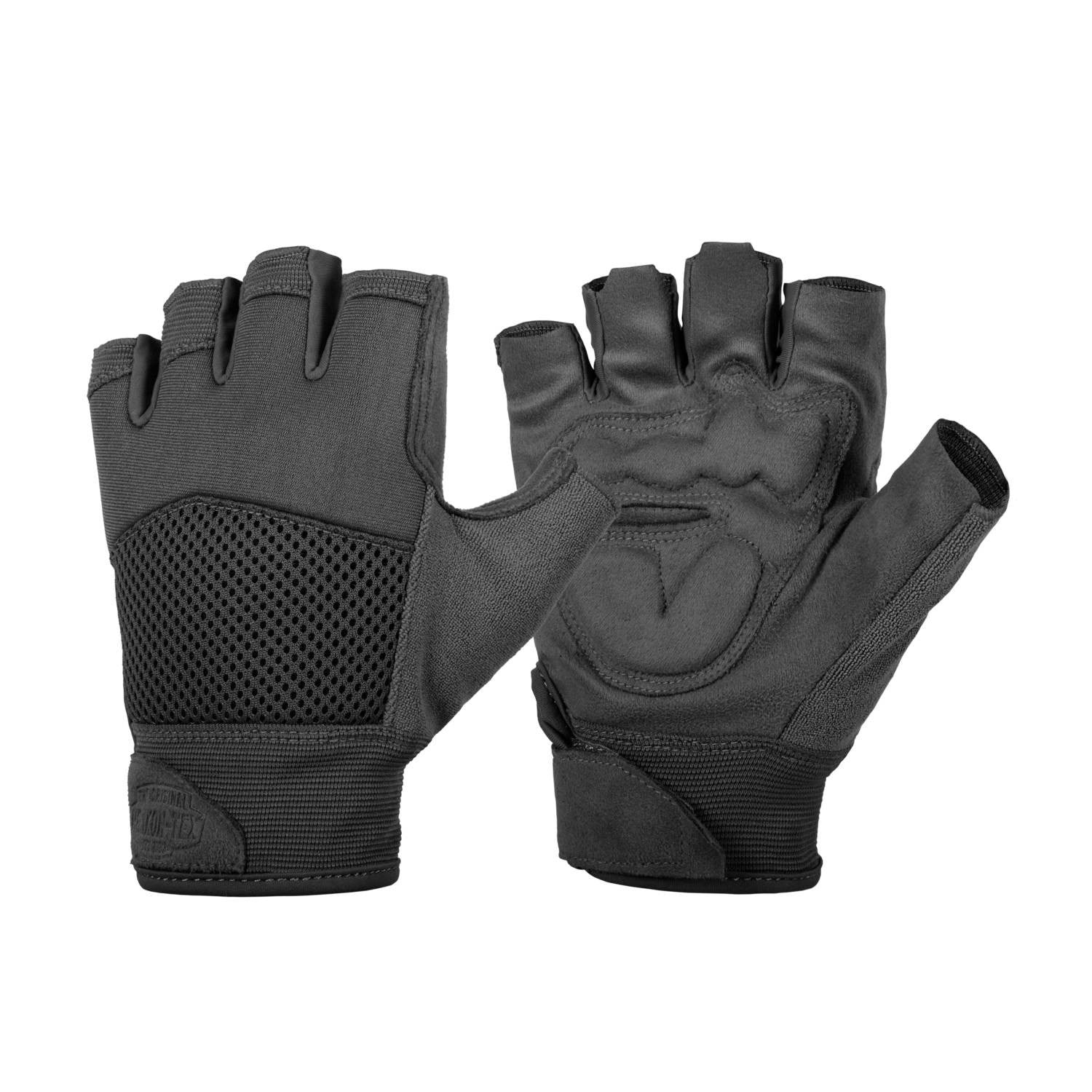 Guantes sin dedos MK2 negros, diseñados para manejo y tiro, con acolchado y ventilación