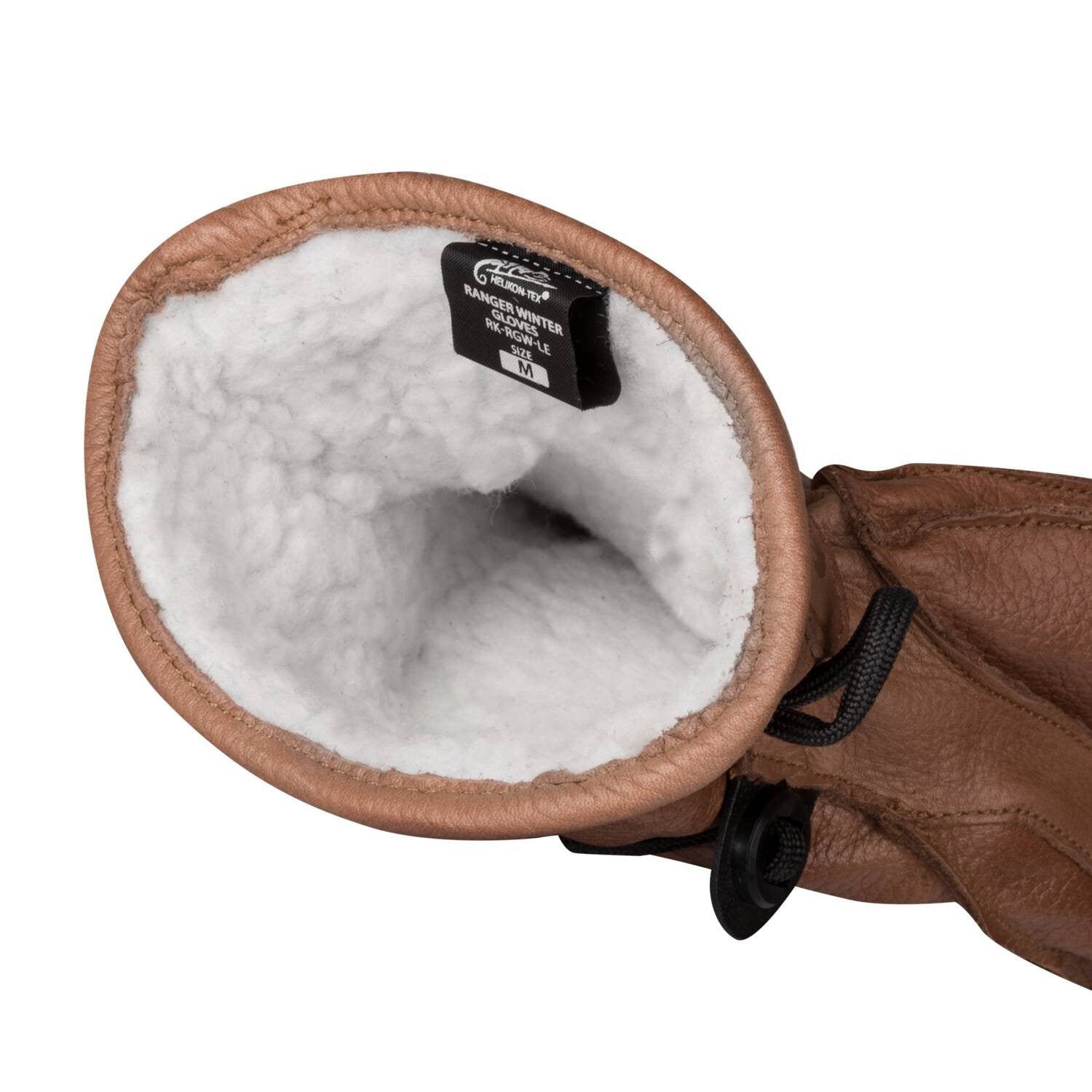 Guantes RANGER invierno en cuero marrón, combinación de poliéster y piel de vacuno