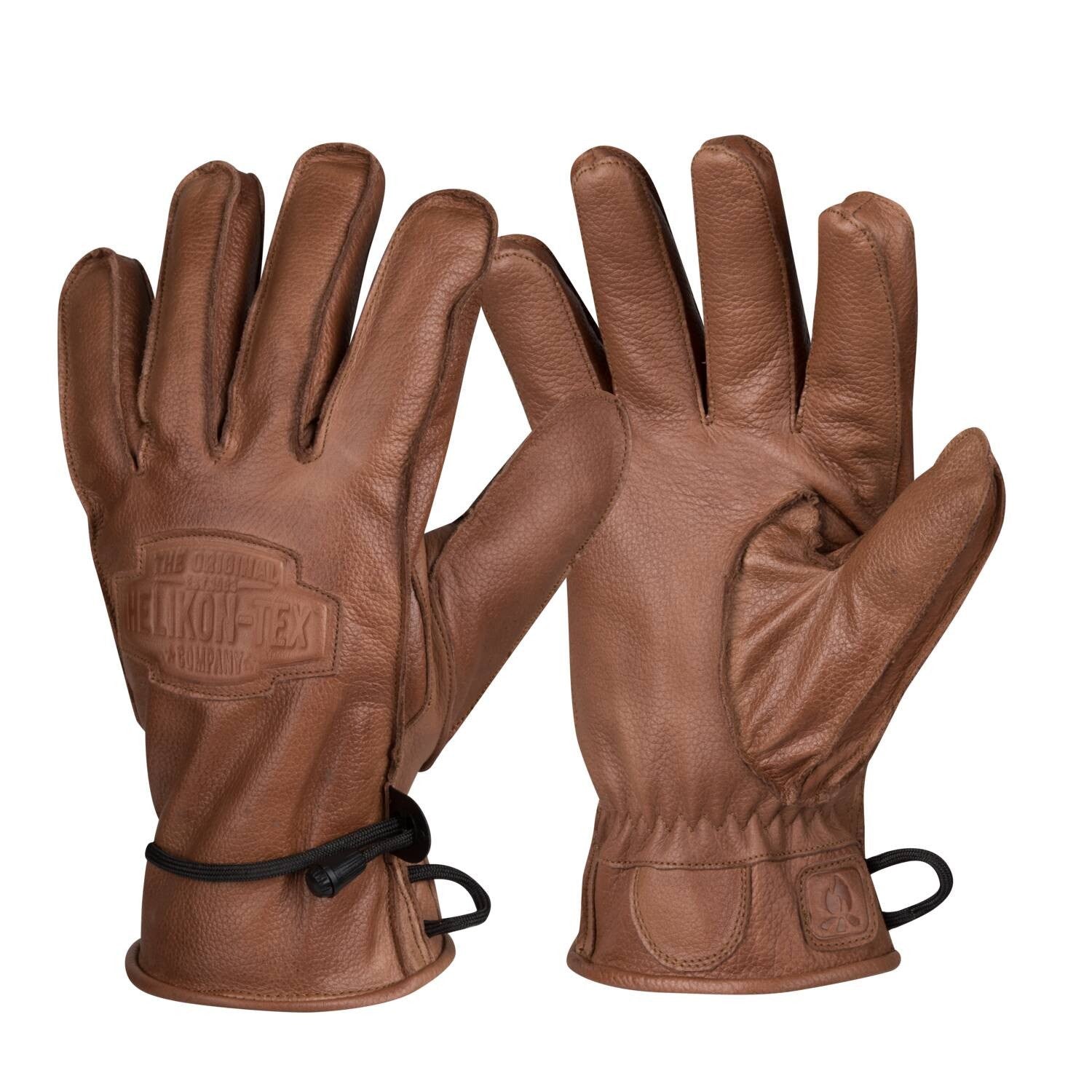 Guantes RANGER invierno en cuero marrón, combinación de poliéster y piel de vacuno