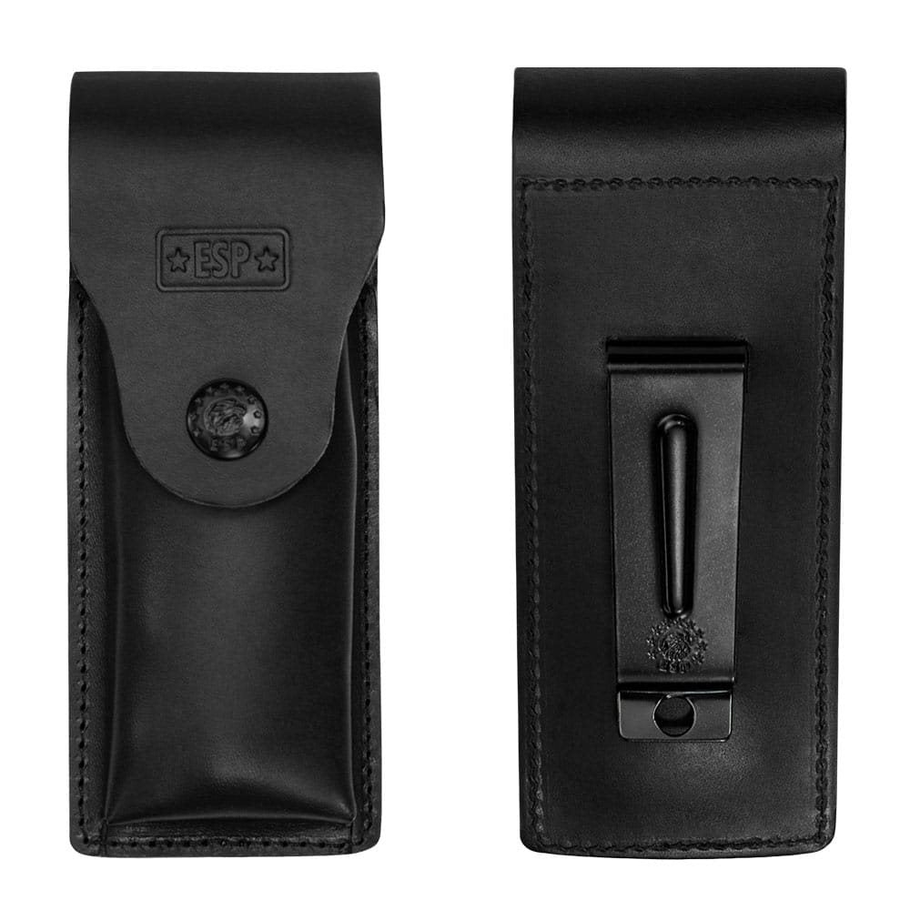 Funda de cuero STANO para navaja plegable ESP, hecha a mano