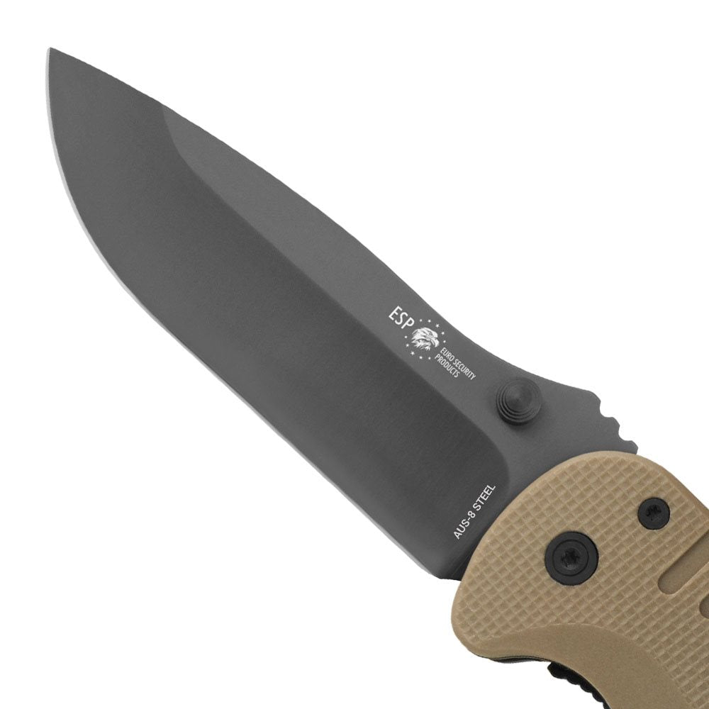 Cuchillo plegable ZÁCHRANÁŘ khaki con hoja AUS-8 y cortador de cinturones