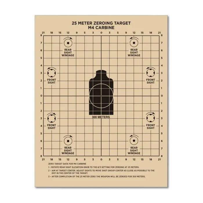 Blanco impermeable para puesta a punto M16A2/M16A4/M4 a 25 m
