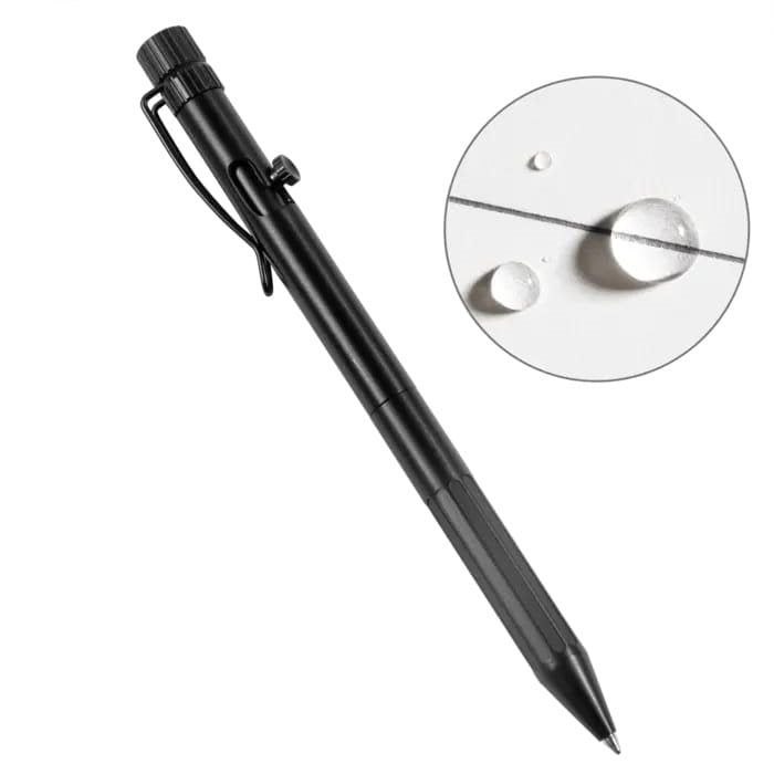 Bolígrafo bolt-action negro con tinta azul