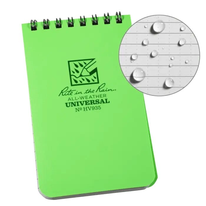 Bloc impermeable TOP-SPIRAL 3x5 verde, cuaderno pequeño 127 x 76 mm