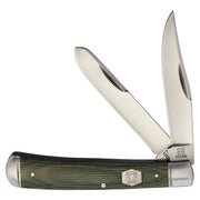 Navaja Trapper Green Micarta con dos hojas, acero inoxidable 440A, hoja 7,9 cm