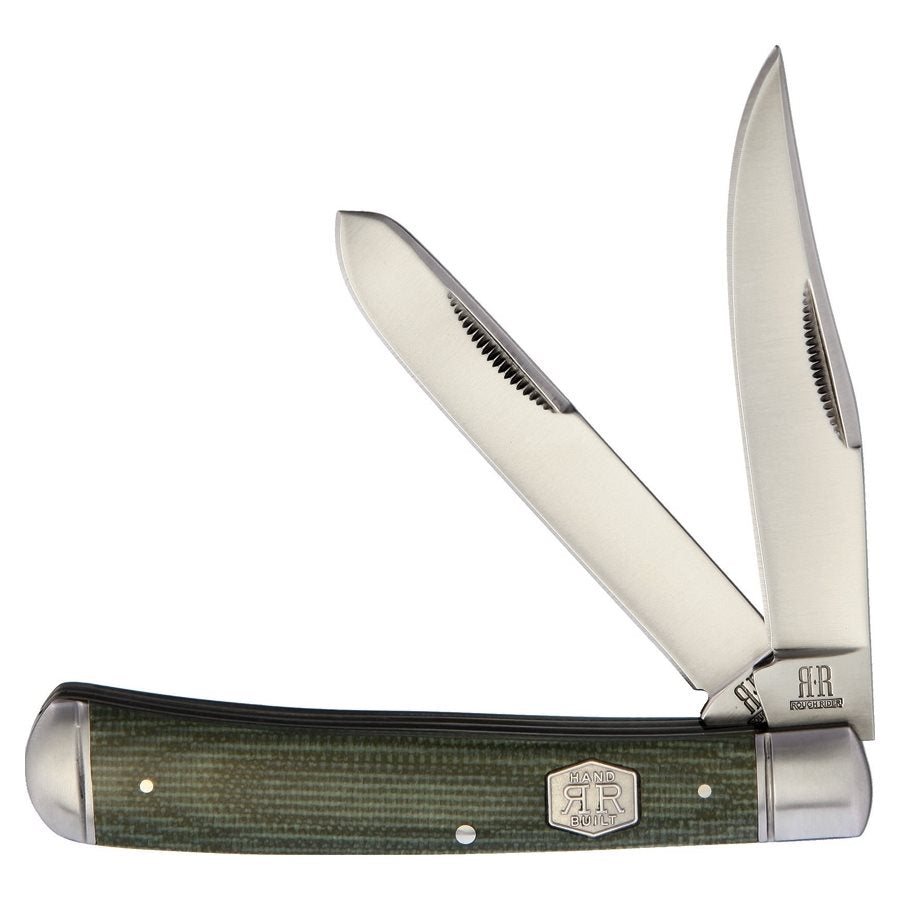 Navaja Trapper Green Micarta con dos hojas, acero inoxidable 440A, hoja 7,9 cm