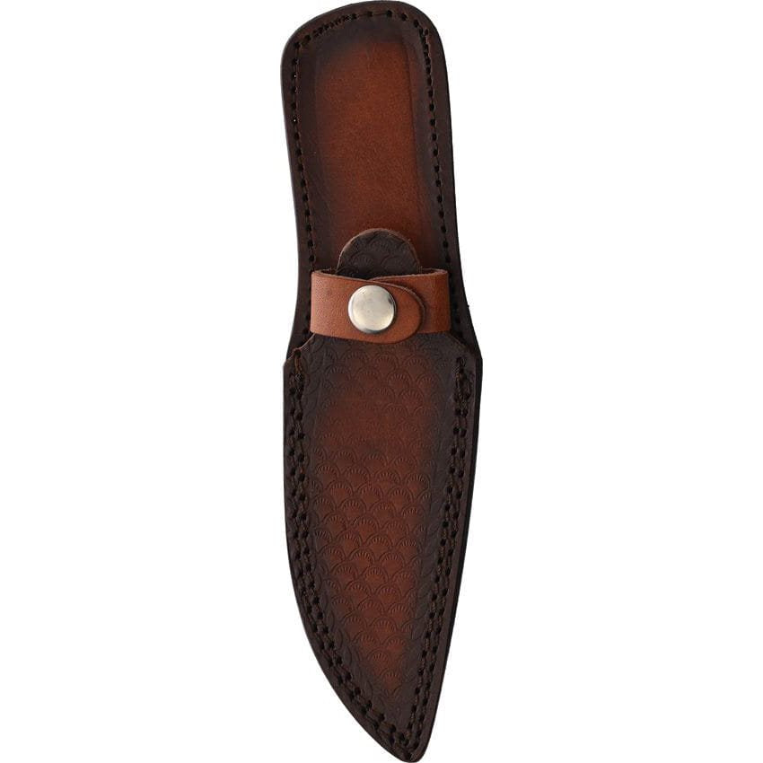 Cuchillo STAG SKINNER de hoja fija con funda de cuero y cierre de presión