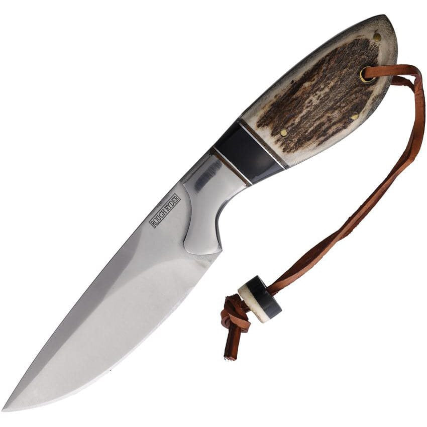 Cuchillo STAG SKINNER de hoja fija con funda de cuero y cierre de presión