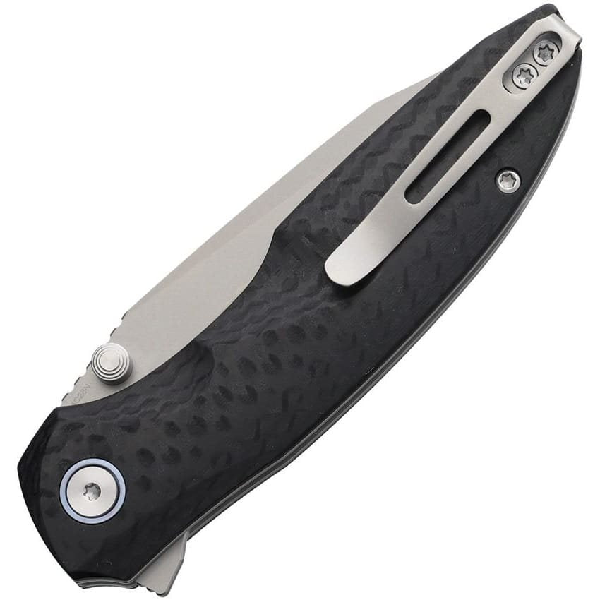 Cuchillo plegable COOL WHALE con hoja Drop Point Sandvik 14C28N y cachas G10, funda de nailon negra