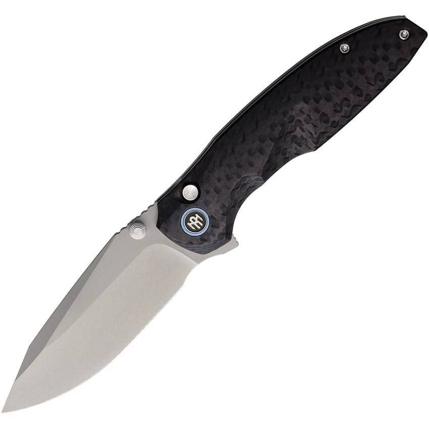Cuchillo plegable COOL WHALE con hoja Drop Point Sandvik 14C28N y cachas G10, funda de nailon negra