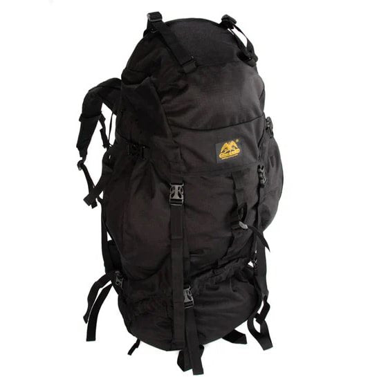 Mochila trekking XXL 104 L verde con refuerzo interno, sistema de espalda ajustable y dos compartimentos