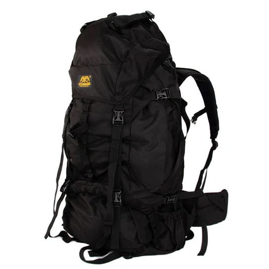 Mochila trekking XXL 104 L verde con refuerzo interno, sistema de espalda ajustable y dos compartimentos