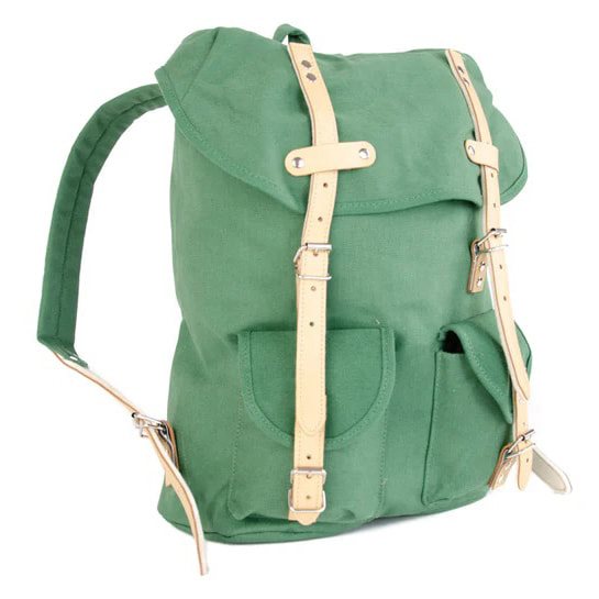 Mochila HIKING 15l azul con detalles en piel bovina y correas de cuero forradas en fieltro