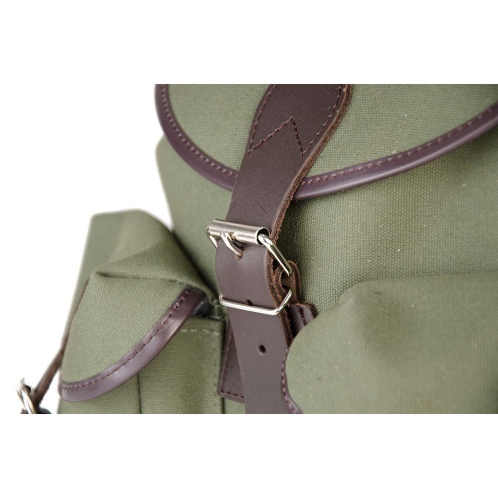 Mochila TRUCKSACK 14l verde de lona con fondo y correas de piel