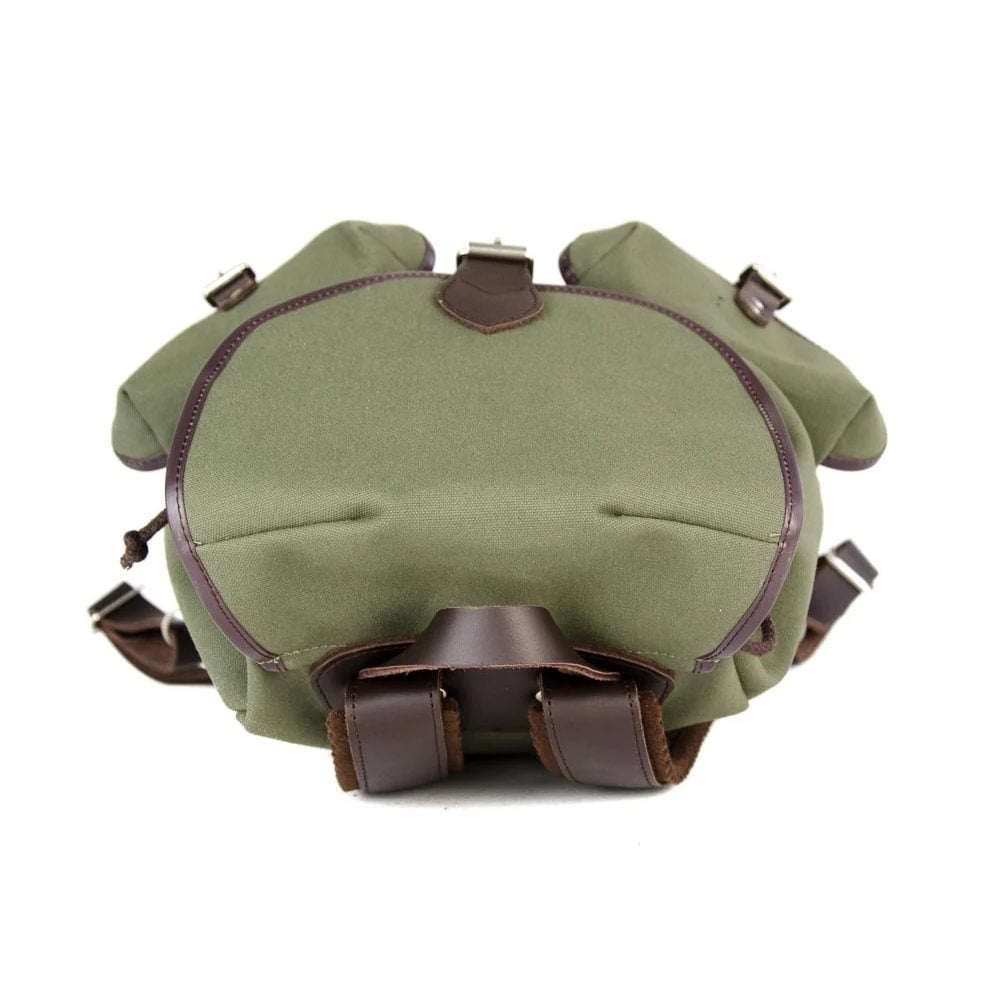 Mochila TRUCKSACK 14l verde de lona con fondo y correas de piel