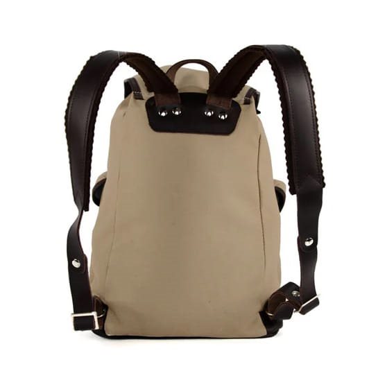 Mochila TRUCKSACK 14l verde de lona con fondo y correas de piel