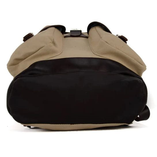 Mochila TRUCKSACK 14l verde de lona con fondo y correas de piel