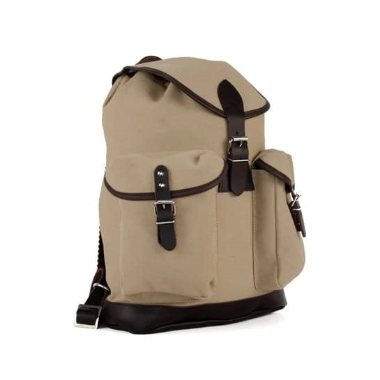 Mochila TRUCKSACK 14l verde de lona con fondo y correas de piel