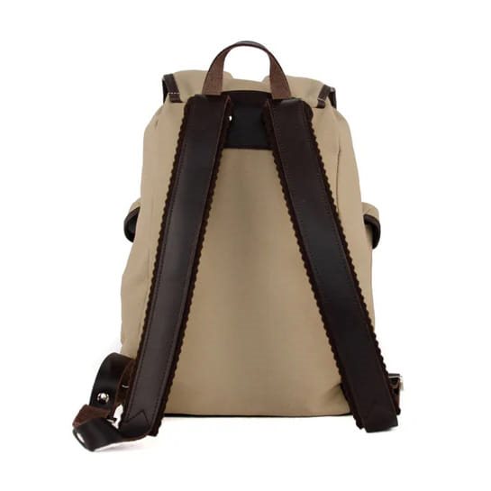 Mochila TRUCKSACK 14l verde de lona con fondo y correas de piel