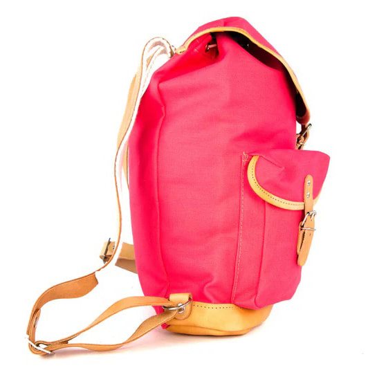 Mochila TRUCKSACK 14l verde de lona con fondo y correas de piel