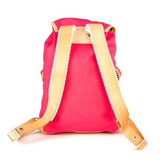 Mochila TRUCKSACK 14l verde de lona con fondo y correas de piel