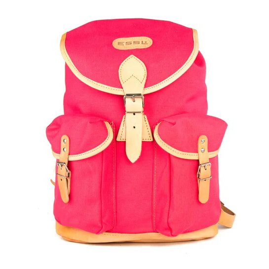 Mochila TRUCKSACK 14l verde de lona con fondo y correas de piel