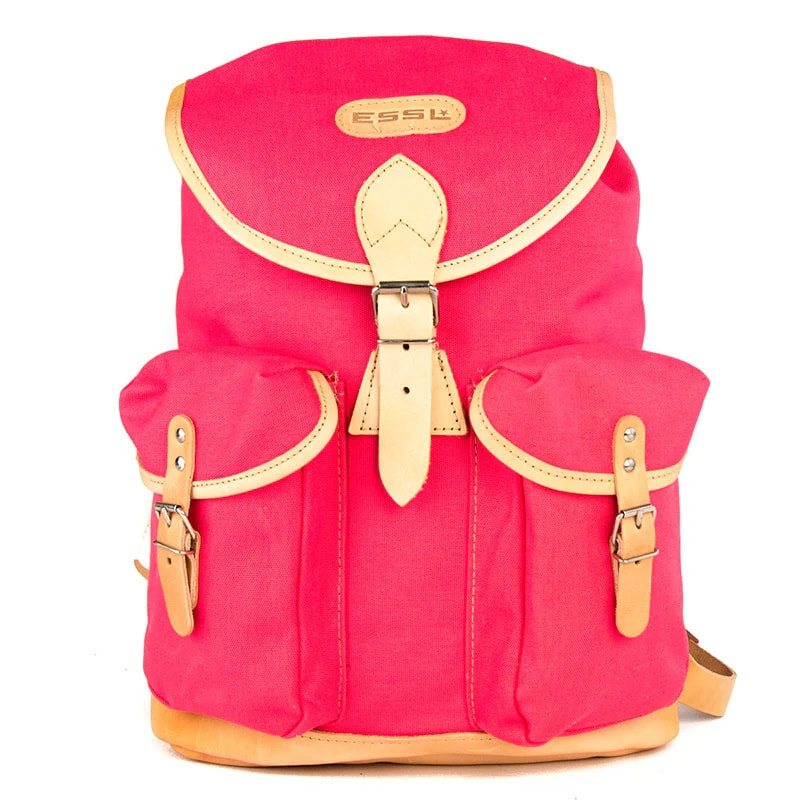 Mochila TRUCKSACK 14l verde de lona con fondo y correas de piel