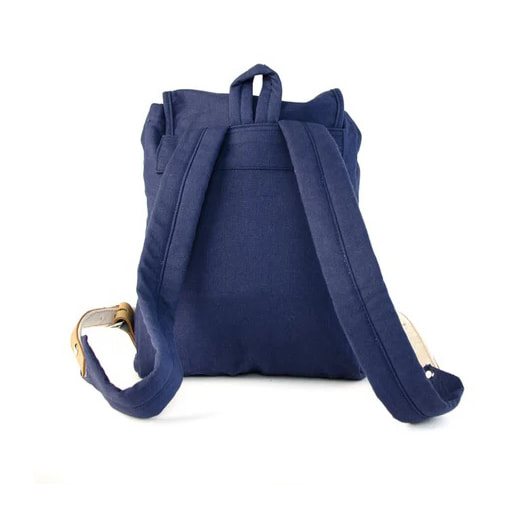 Mochila Edelweiss azul 6,5 L en lona de algodón con bordado y correas de cuero