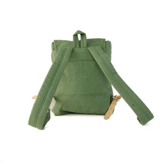 Mochila Edelweiss azul 6,5 L en lona de algodón con bordado y correas de cuero