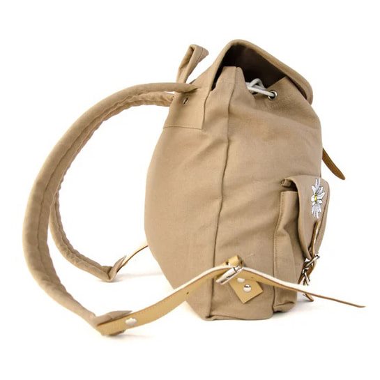 Mochila Edelweiss azul 6,5 L en lona de algodón con bordado y correas de cuero