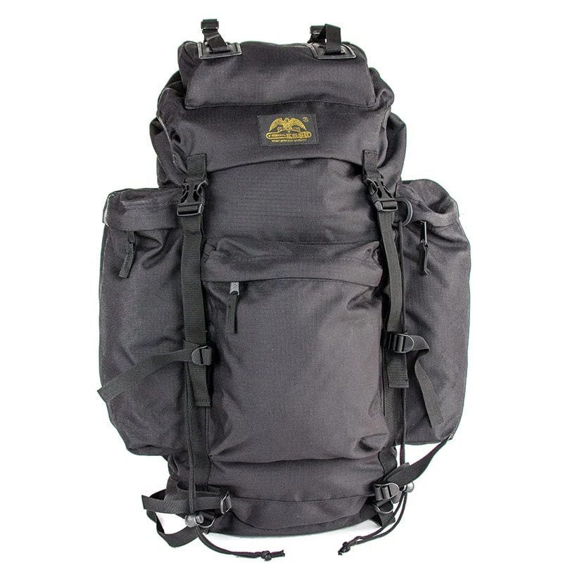Mochila SQUAD LARGE 40L negra con cubierta, 4 bolsillos externos y correas en tapa y base