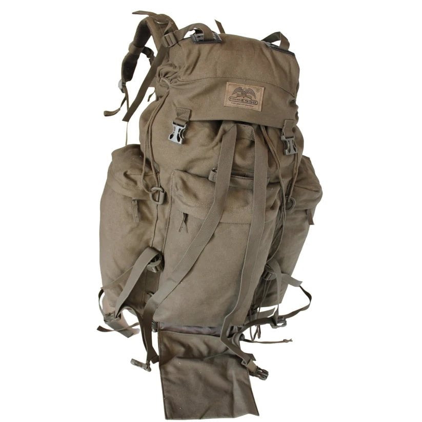 Mochila JAGD 40L verde con funda y sistema de carga acolchado
