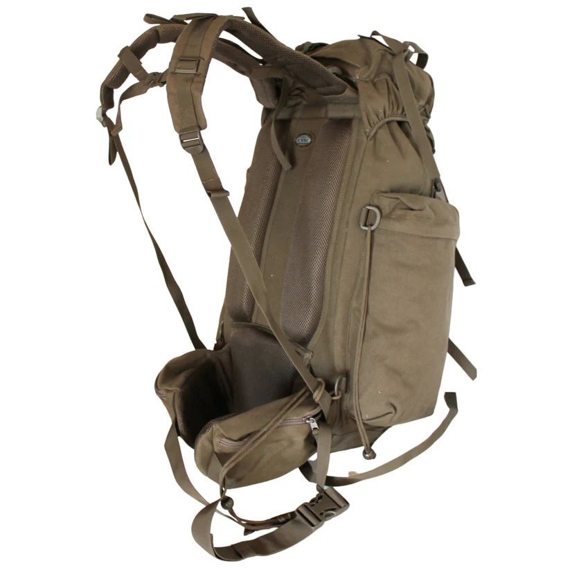 Mochila JAGD 40L verde con funda y sistema de carga acolchado